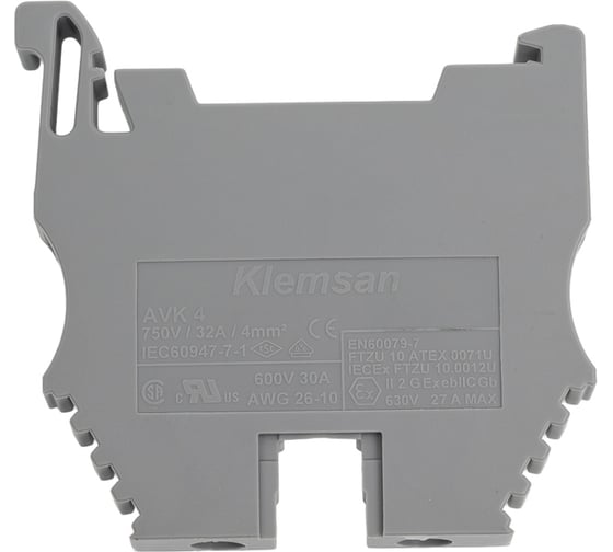 Изображение товара Клеммник на DIN-рейку Klemsan 4мм.кв., серый, AVK4(RP) 80 шт. 0.0.0.3.304130RP