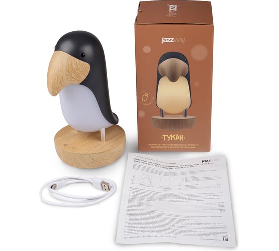 Изображение товара Светильник Jazzway светодиодный настольный ТУКАН JS5-TOCO-BK 2.4Вт 190лм 3000К ночник питание от USB (в комплекте) черный 5048133