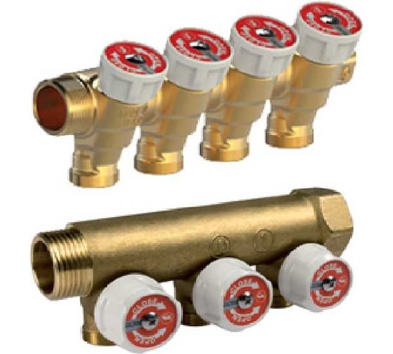 Изображение товара Модульный коллектор Giacomini 3/4x16/4, с отсекающим клапаном нов.арт.R585CY064 R585CY024