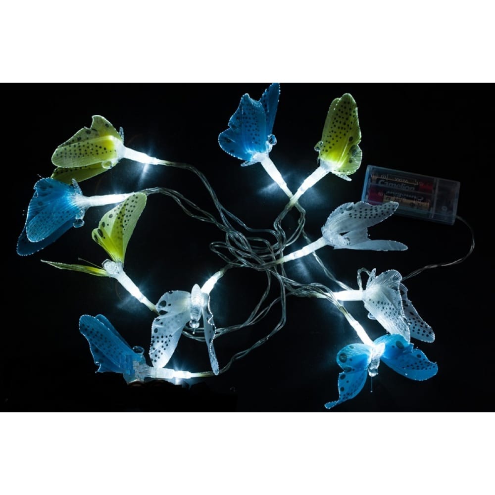 фото Светодиоды-оптоволокно бабочка morozco 10 ламп, питание от батарейки э241003