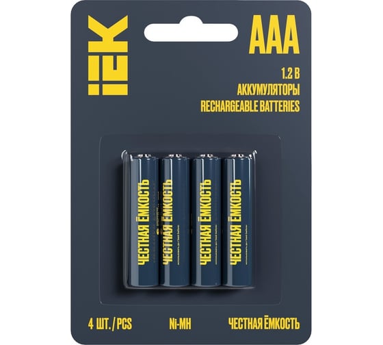 Изображение товара Аккумулятор IEK green ni-mh aaa 1100мач (4шт/блистер) AAK-NIMH-03-1100-L04