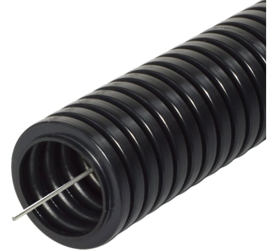 Изображение товара Гофрированная труба Промрукав ПА безгалогенная HF стойкая к ультрафиолету черная д50 15м PR02.0206