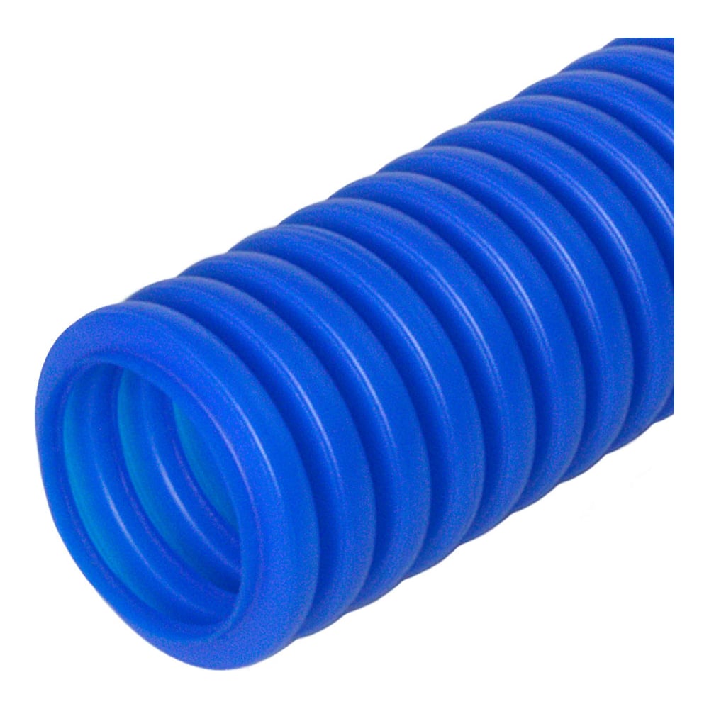 фото Гофрированная труба промрукав пнд защитная для мпт пешель синяя д32 25м pr02.0097