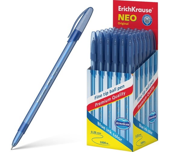 Изображение товара Ручка ErichKrause шариковая Neo® 0,7, тонированная, технология суперскольжения, цвет чернил синий 46515