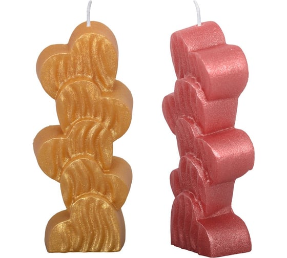 Изображение товара Декоративная свеча МУЛЬТИДОМ Сердечки, 2,5x5х11,5 см 2 цвета МС5-123