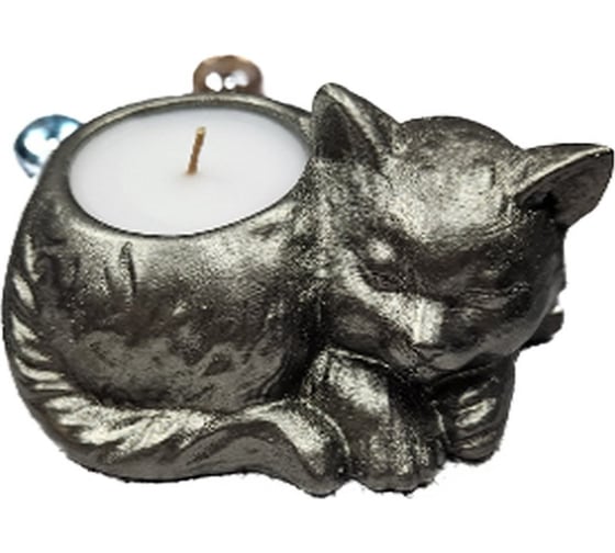 Изображение товара Декоративная свеча МУЛЬТИДОМ с подсвечником Кошечка размер 10x7х4,5 см МС5-214