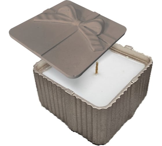 Изображение товара Декоративная свеча МУЛЬТИДОМ с подсвечником Презент с крышкой размер 8x8х4,5 см МС5-215