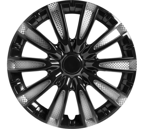 Изображение товара Колесные колпаки Airline 15" Торнадо Т, серебристый/черный, карбон, комплект 2 шт. AWCC-15-10