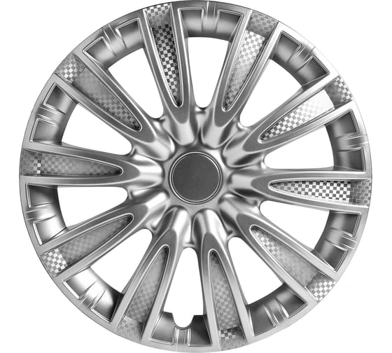 Изображение товара Колесные колпаки Airline 15" Торнадо, серебристый, карбон, комплект 2 шт. AWCC-15-06