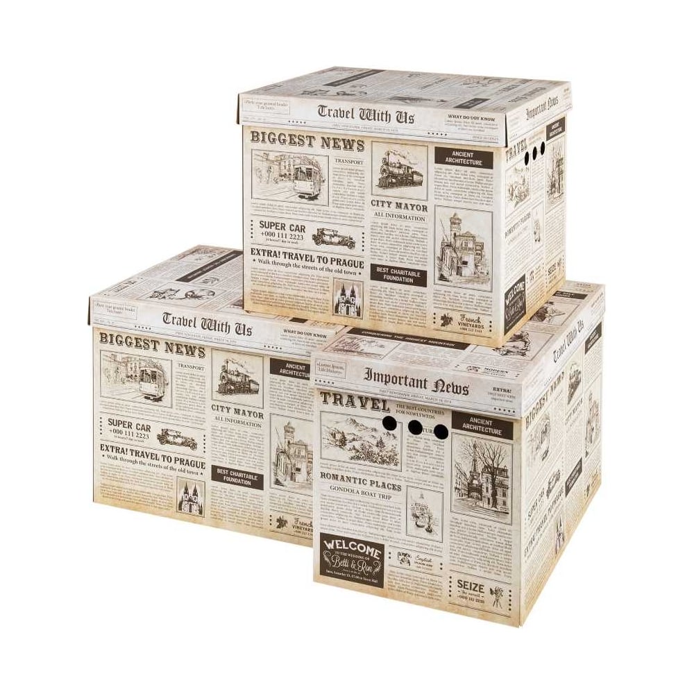 Изображение товара Короб для хранения из микрогофрокартона BRAUBERG 3 шт 380х280х315 мм