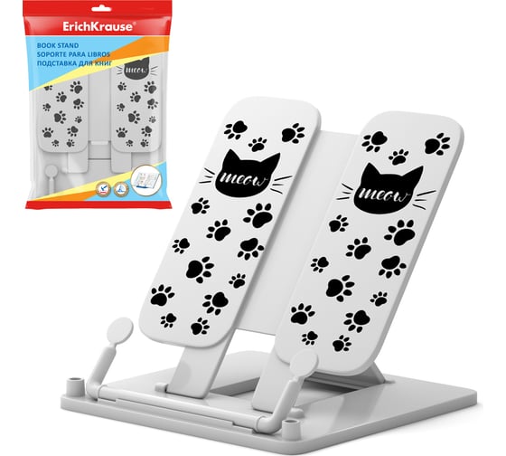 Изображение товара Пластиковая подставка для книг ErichKrause Meow, белый 58066