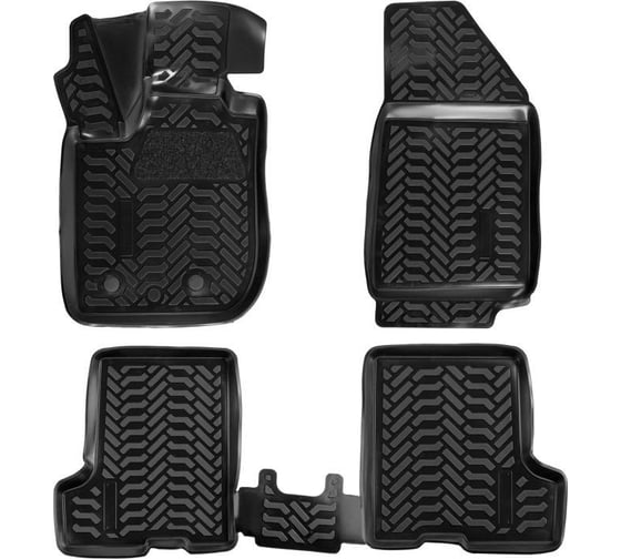 Изображение товара Ковры Airline для LADA XRAY 16-, 4 шт., крепеж, высокий борт, 3D с подпятником, без вещевого ящика, ТЭП, черные ACM-PS-08