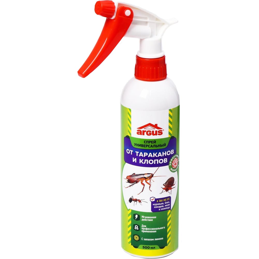 Изображение товара Спрей от клопов и тараканов ARGUS Универсальный с запахом лимона 500 мл AR-4690