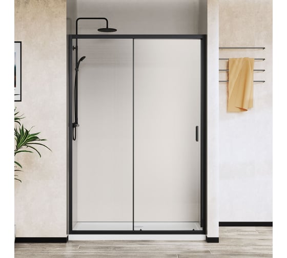 Изображение товара Душевая дверь VINCEA City 1200, черный, стекло прозрачное VDS-5CT120CLB