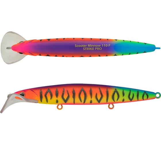 Изображение товара Воблер Strike Pro Scooter Minnow 110F цвет: A244S Parrot Mat Tiger EG-186F#A244S