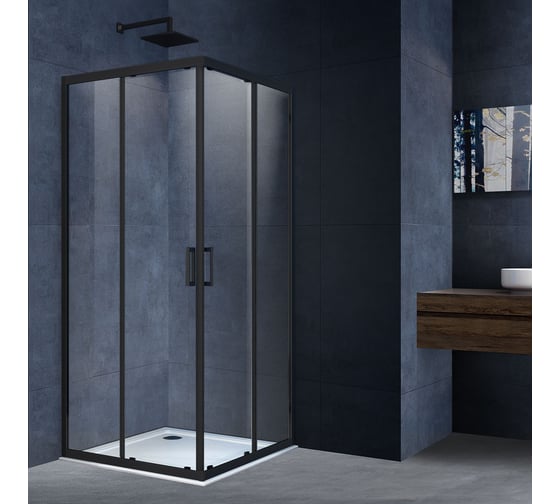 Изображение товара Душевой уголок VINCEA Alpha 1000x1000, черный, стекло прозрачное VSS-3AL100CLB