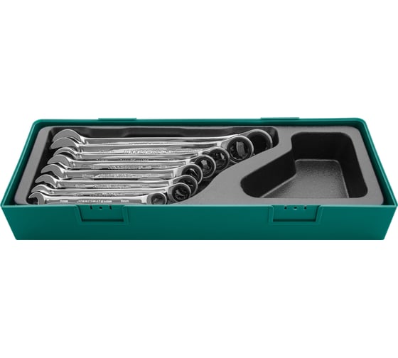 Изображение товара Набор ключей Jonnesway W45308SP гаечных комбинированных трещоточных в ложементе, 8-19 мм, 8 предметов 46668