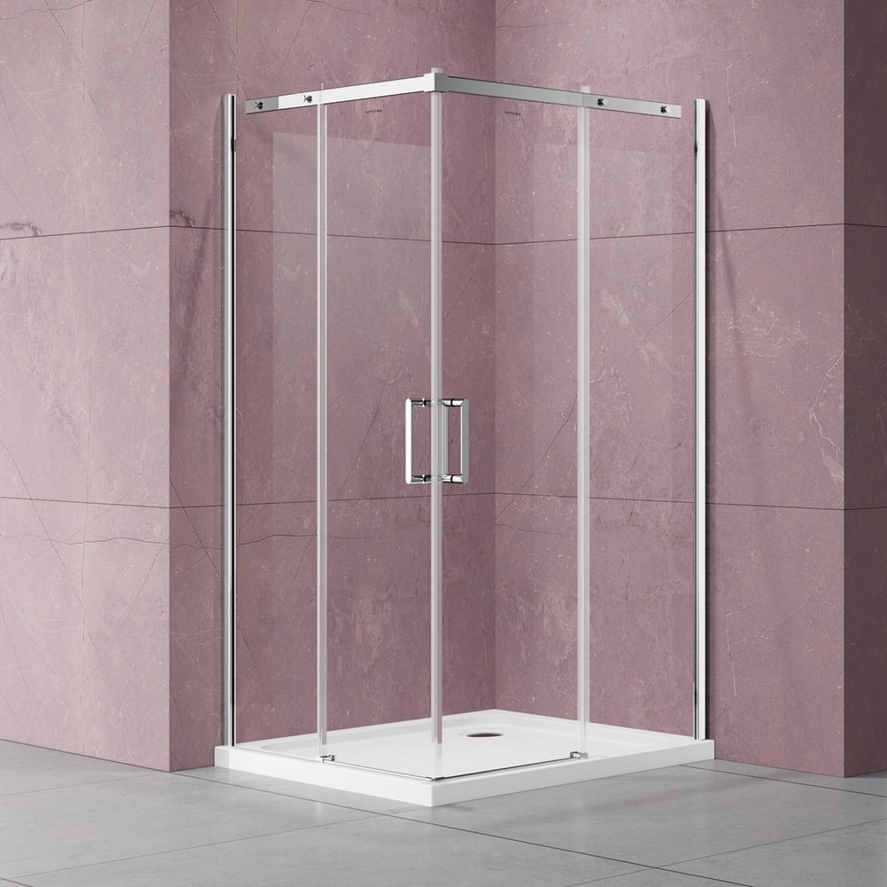 Изображение товара Душевой уголок VINCEA Dice 1000x1000 хром стекло прозрачное раздвижной