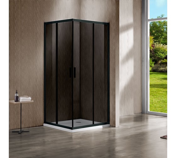 Изображение товара Душевой уголок VINCEA Garda 900x900, черный, стекло тонированное VSS-1G900CGB