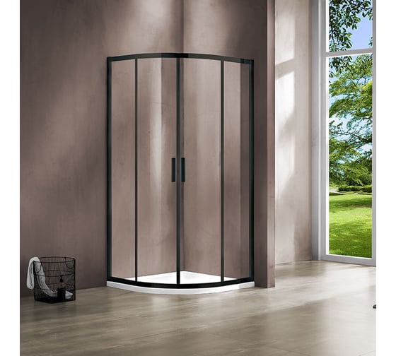 Изображение товара Душевой уголок VINCEA Garda 900x900, черный, стекло прозрачное VSQ-1G900CLB