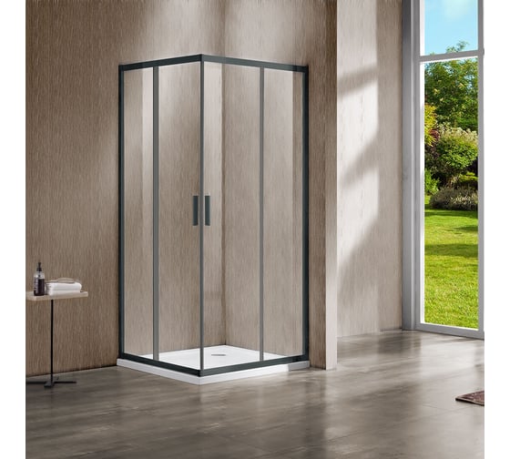 Изображение товара Душевой уголок VINCEA Garda 1000x1000, вороненая сталь, стекло прозрачное VSS-1G100CLGM