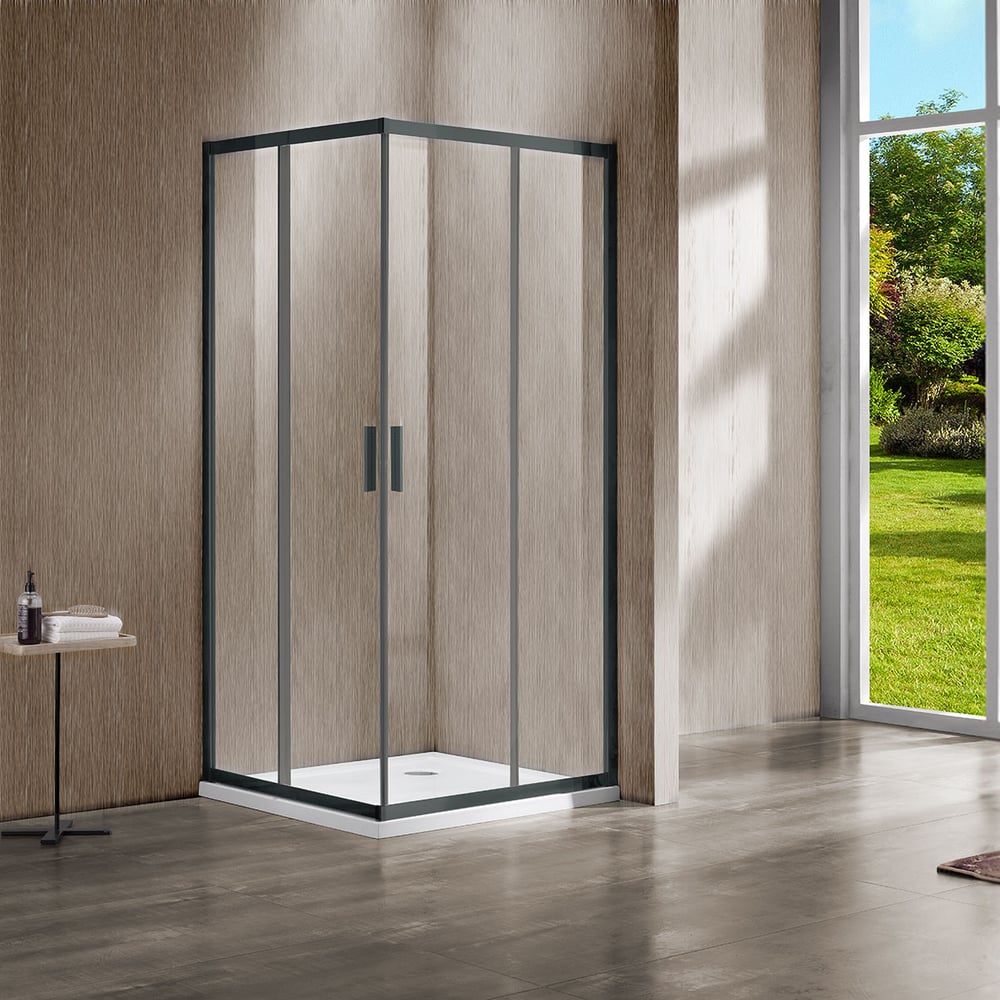 Изображение товара Душевой уголок VINCEA Garda 900x900 из закаленного стекла и вороненой стали