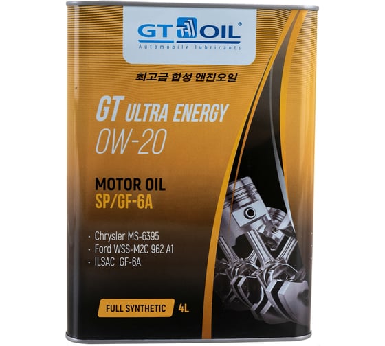 Изображение товара Масло GT OIL Ultra Energy, SAE 0W-20, API SP SN GF-6A 4 л 8809059408902