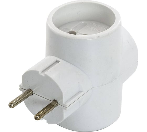 Изображение товара Разветвитель Very 3 гнезда, б/з, 6/10 А, белый, (шт.) 89-0-055