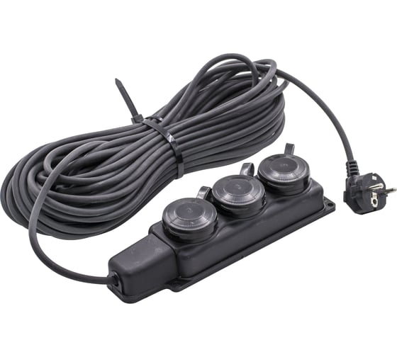 Изображение товара Силовой удлинитель Very 3 розетки, каучук, IP44, КГ 3x1,5мм², 16А, 3,5кВт, с/з, 20м, (шт.) 89-0-082