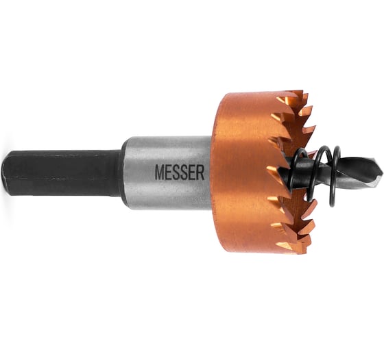 Изображение товара Коронка HSS-TiN 26 мм, с центровочным сверлом и толкающей пружиной для листового материала до 2 мм, ц/х MESSER 21-02-026