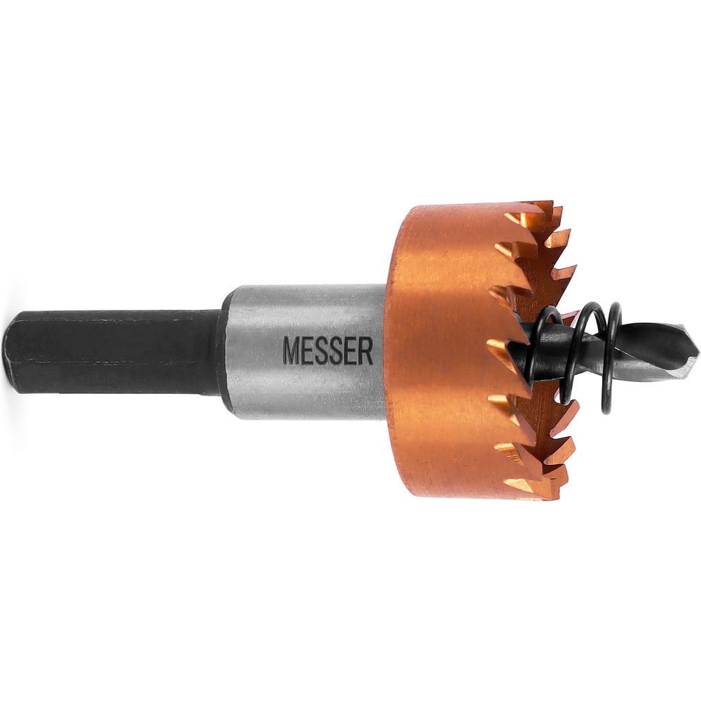 Изображение товара Коронка HSS-TiN 27 мм Messer 21-02-027 с центровочным сверлом и толкающей пружиной Изображение товара Коронка HSS-TiN 27 мм Messer 21-02-027 с центровочным сверлом и толкающей пружиной