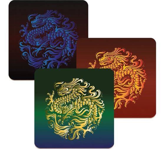 Изображение товара Подставка под горячее МУЛЬТИДОМ Лунный Дракон размер 14x14 см 3 цвета МТ88-463
