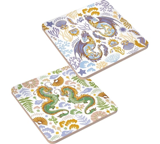 Изображение товара Подставка под горячее МУЛЬТИДОМ Дзен Дракон размер 14x14 см 2 дизайна МТ88-452