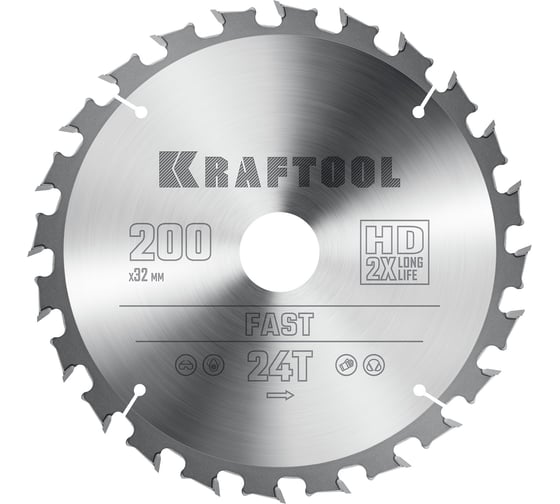 Изображение товара Диск пильный по дереву KRAFTOOL Fast 200x32 мм, 24Т 36950-200-32