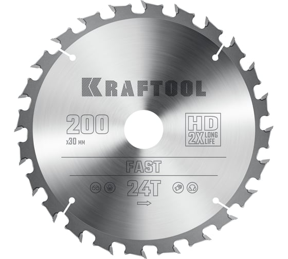 Изображение товара Диск пильный по дереву KRAFTOOL Fast 200x30 мм, 24Т 36950-200-30