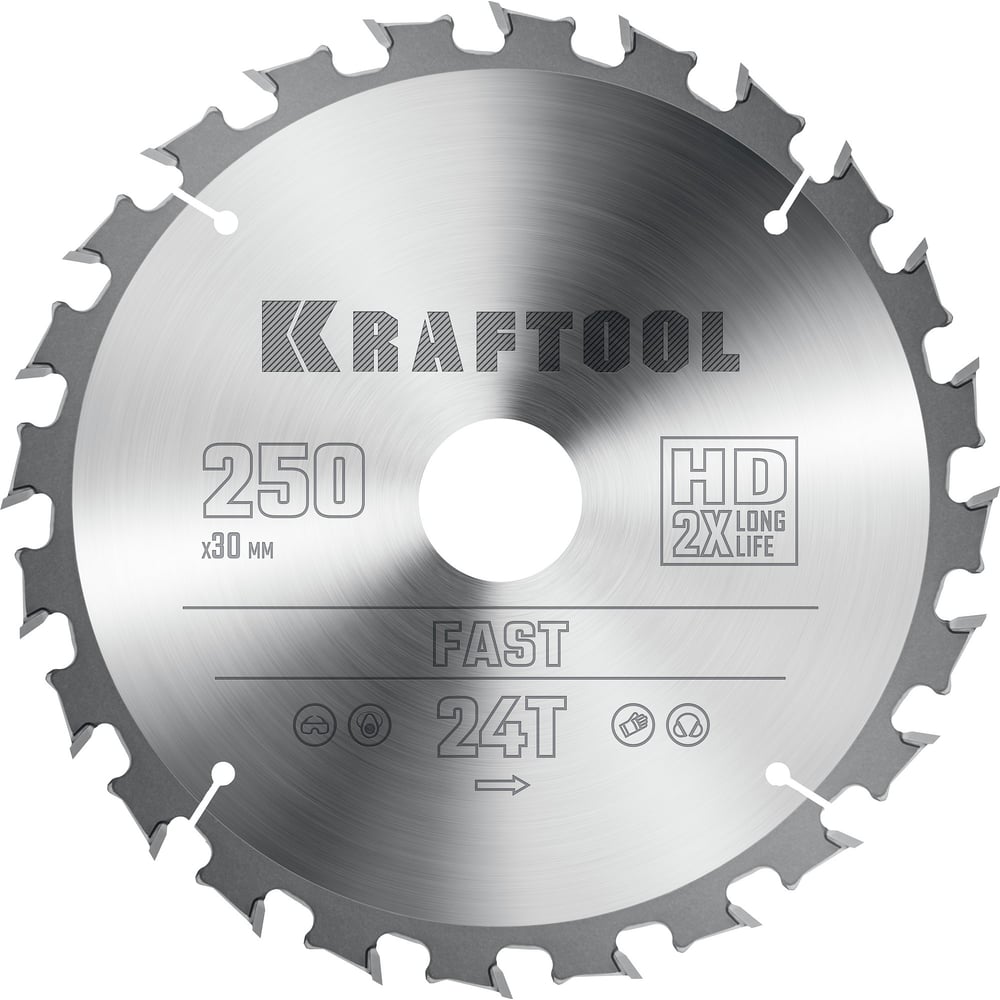 Изображение товара Пильный диск по дереву KRAFTOOL Fast 250x30 мм 24 зуба