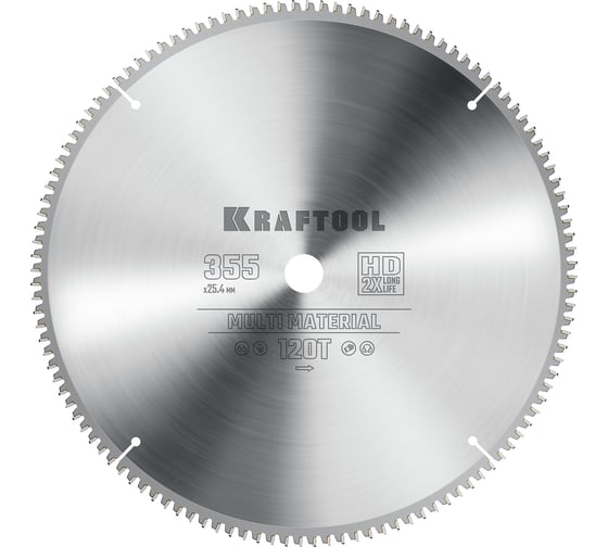 Изображение товара Диск пильный по алюминию KRAFTOOL Multi material 355x25.4 мм, 120Т 36953-355-25.4