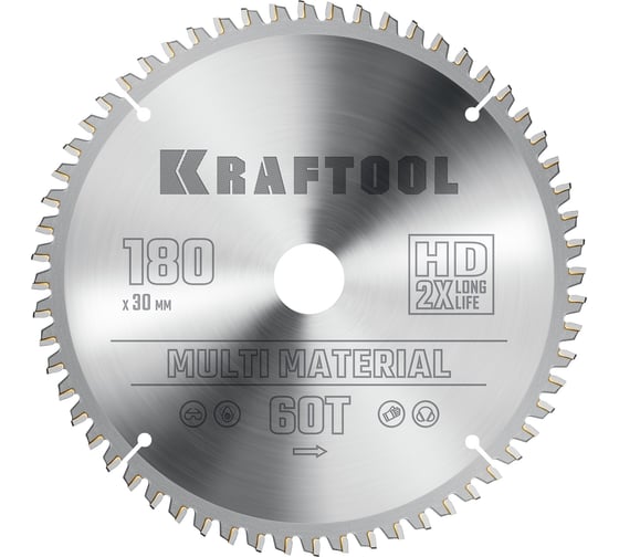 Изображение товара Диск пильный по алюминию KRAFTOOL Multi material 180x30 мм, 60Т 36953-180-30