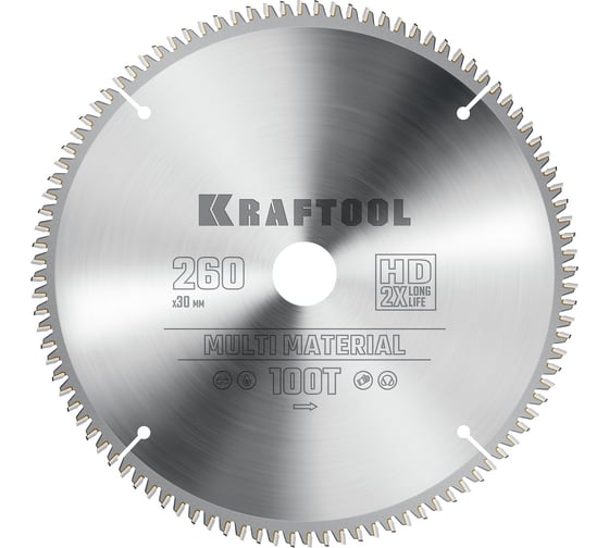 Изображение товара Диск пильный по алюминию KRAFTOOL Multi material 260x30 мм, 100Т 36953-260-30