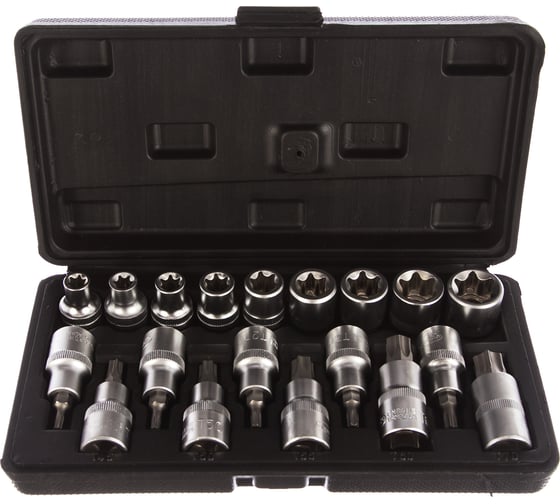 Изображение товара Набор головок TORX E10-E24, Т20-Т70 DR1/2", 19 шт., в пластиковом кейсе АвтоDело 39840 14635