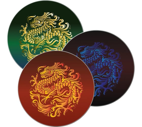 Изображение товара Разделочная доска-подставка под горячее МУЛЬТИДОМ Лунный Дракон диаметр 20 см 3 цвета VL88-461