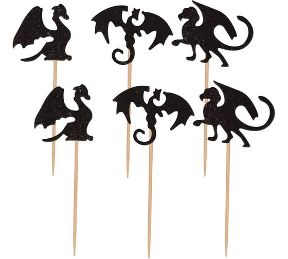 Изображение товара Набор топперов для украшения МУЛЬТИДОМ Драконы 6 шт размер 13,5x6,5 см VL80-536