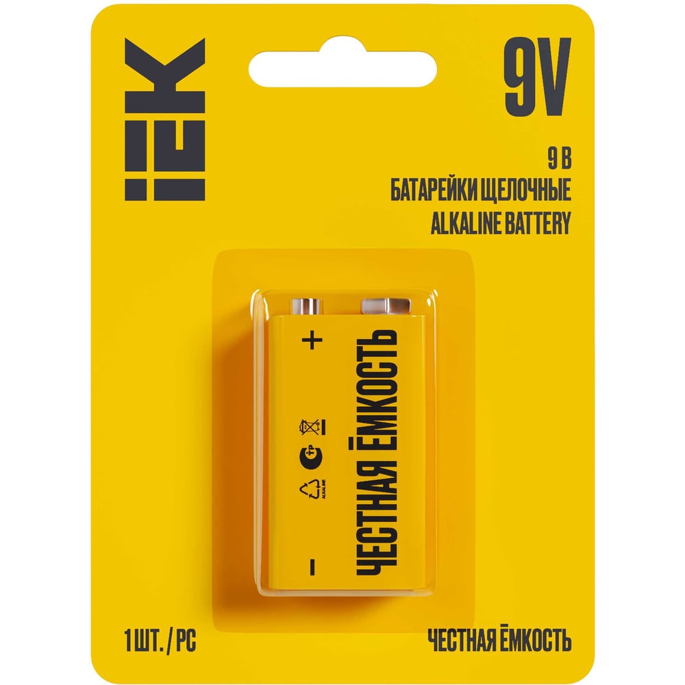 Изображение товара Щелочная батарейка IEK alkaline 6lr61 9v ABT-6LR619V-OP-L01