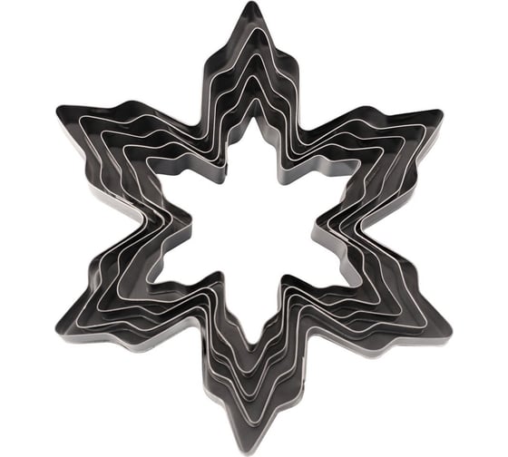 Изображение товара Набор кулинарных форм МУЛЬТИДОМ Снежинки 5 шт размеры 5,6,7,8,9 см, высота 2 см DA2-301