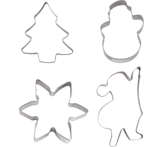 Изображение товара Набор кулинарных форм МУЛЬТИДОМ Новогоднее настроение, 4 шт размеры 7x9 см, высота 1,8 см VL2-89