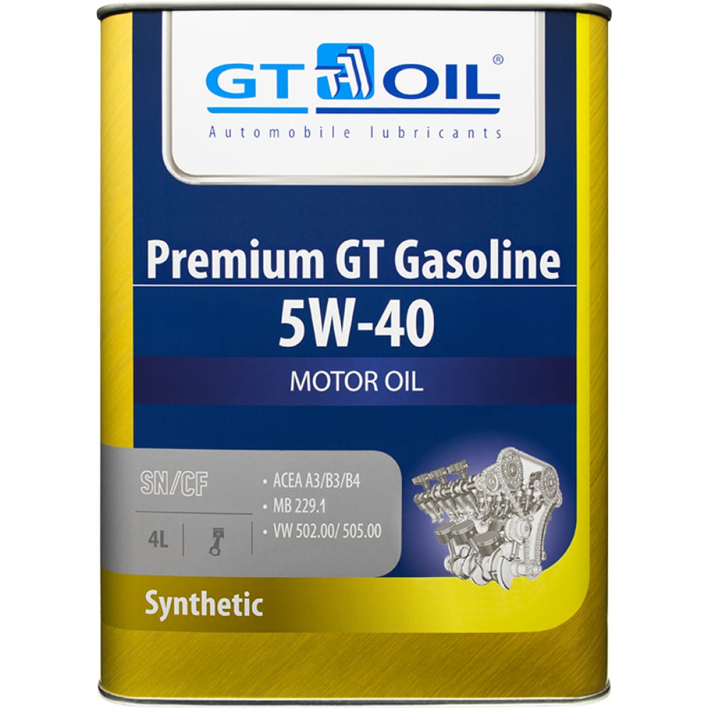 фото Масло premium gasoline, sae 5w-40, api sn/cf, 4л gt oil 8809059407226