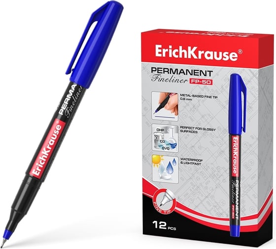Изображение товара Перманентный линер ErichKrause FP-50, цвет чернил синий 37069