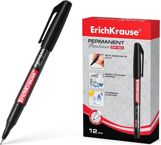 Изображение товара Перманентный линер ErichKrause FP-50, цвет чернил черный 37068
