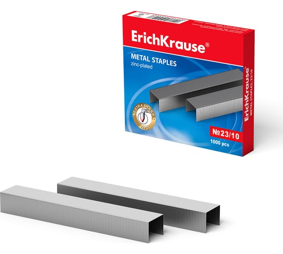 Изображение товара Скобы №23/10 для мощных степлеров ErichKrause 1000 шт., коробка 4558