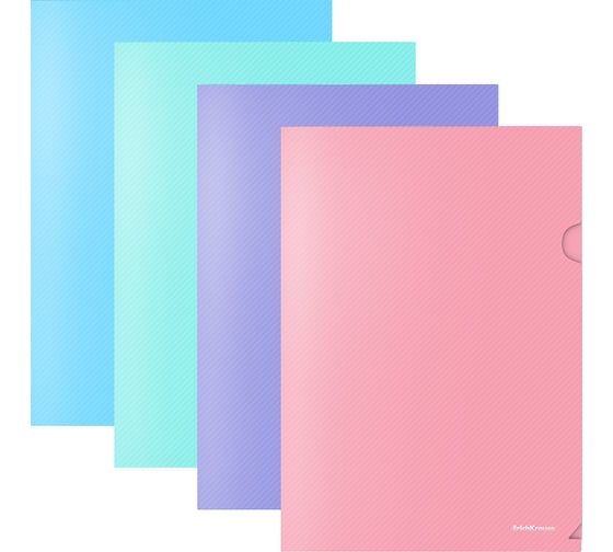 Изображение товара Папка-уголок ErichKrause Diagonal Pastel, A4, пластиковая, непрозрачный, ассорти, 12 шт. в упаковке 50170